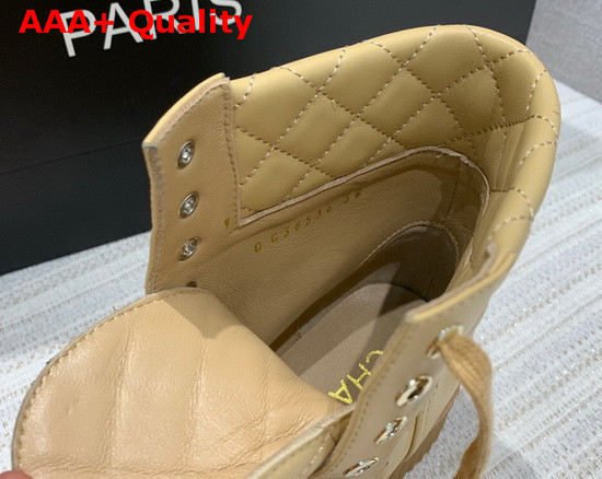 Chanel Ankle Boots Beige Lambskin and Quilted Lambskin Replica