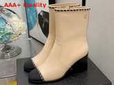 Chanel Ankle Boots Beige and Black Lambskin and Grosgrain Ref G37822 Replica