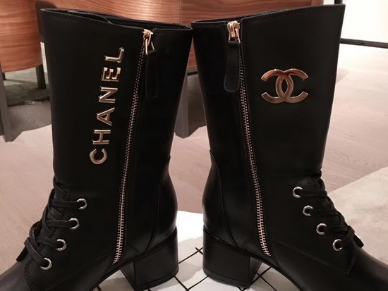 Chanel Ankle Boots Black Calfskin and Patent Calfskin G35229