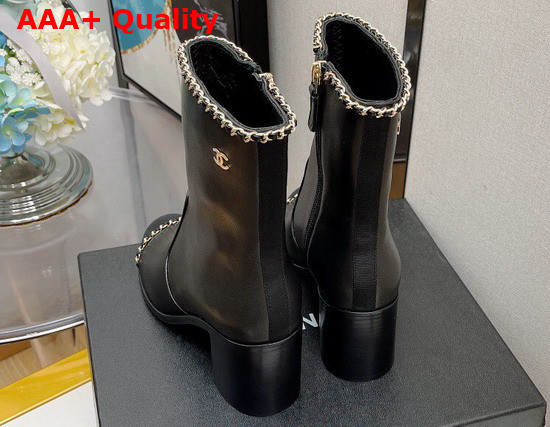 Chanel Ankle Boots Black Lambskin Grosgrain Ref G37822 Replica