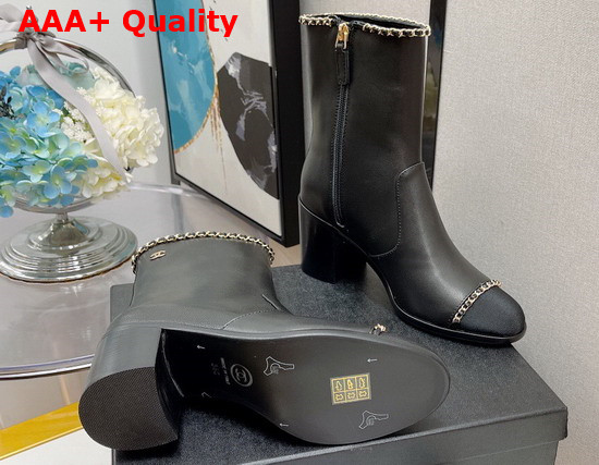 Chanel Ankle Boots Black Lambskin Grosgrain Ref G37822 Replica