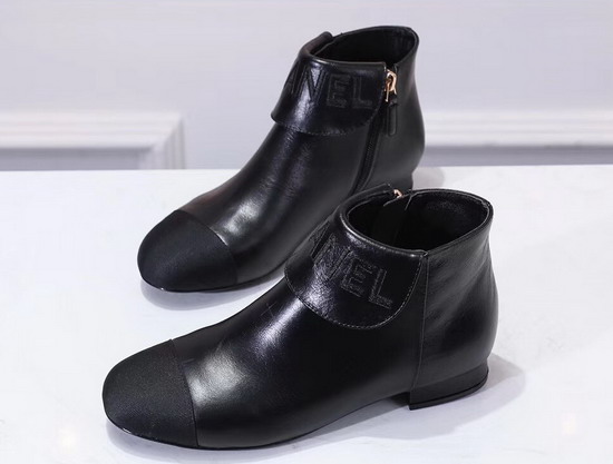 Chanel Ankle Boots Black Lambskin and Grosgrain G35167