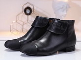 Chanel Ankle Boots Black Lambskin and Grosgrain G35167