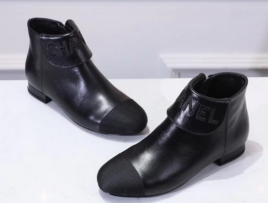 Chanel Ankle Boots Black Lambskin and Grosgrain G35167