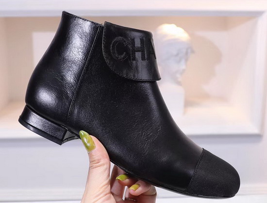 Chanel Ankle Boots Black Lambskin and Grosgrain G35167