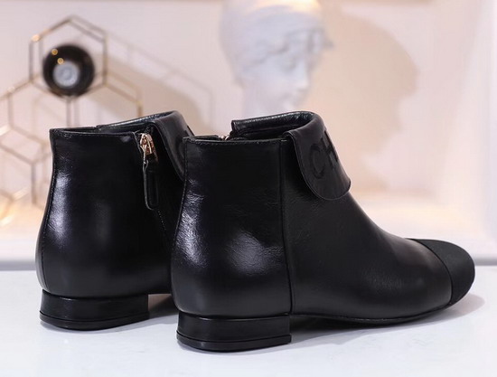 Chanel Ankle Boots Black Lambskin and Grosgrain G35167