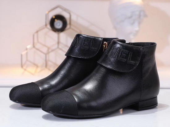 Chanel Ankle Boots Black Lambskin and Grosgrain G35167