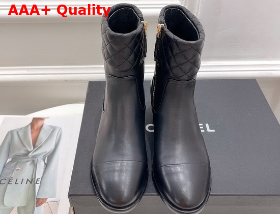 Chanel Ankle Boots Black Lambskin and Patent Leather Replica