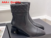 Chanel Ankle Boots Black Lambskin and Patent Leather Replica