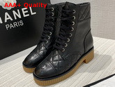 Chanel Ankle Boots Black Lambskin and Quilted Lambskin Replica