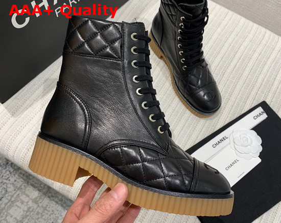 Chanel Ankle Boots Black Lambskin and Quilted Lambskin Replica