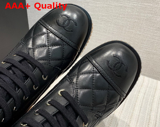 Chanel Ankle Boots Black Lambskin and Quilted Lambskin Replica