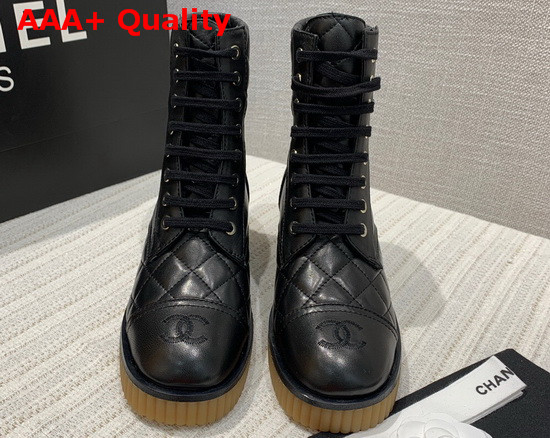 Chanel Ankle Boots Black Lambskin and Quilted Lambskin Replica