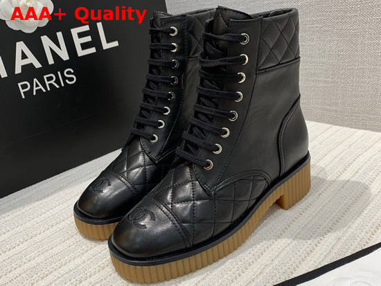 Chanel Ankle Boots Black Lambskin and Quilted Lambskin Replica