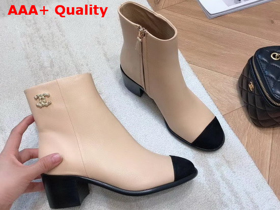 Chanel Ankle Boots Calfskin Beige G36307 Replica