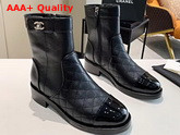 Chanel Ankle Boots Calfskin and Patent Calfskin Black G36763 Replica