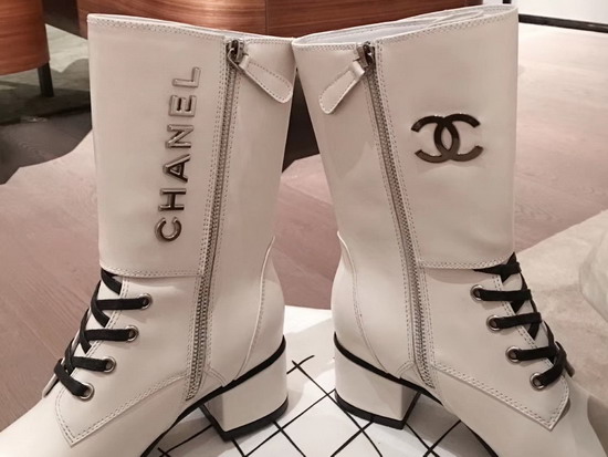 Chanel Ankle Boots Calfskin and Patent Calfskin Ivory and Black G35229