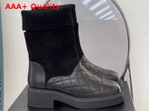 Chanel Ankle Boots Lambskin Suede Calfskin and Knit Black Replica