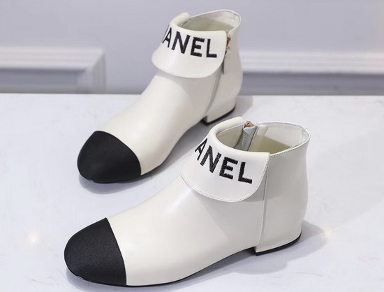 Chanel Ankle Boots Lambskin and Grosgrain Ivory and Black G35167