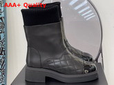 Chanel Ankle Boots Lambskin and Knit Black Replica