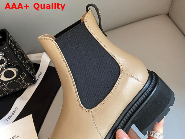 Chanel Ankle Boots Patent Calfskin Beige and Black Ref G39208 Replica