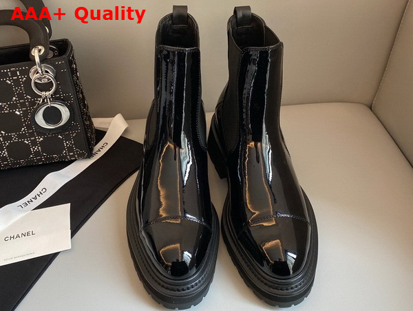 Chanel Ankle Boots Patent Calfskin Black Ref G39208 Replica