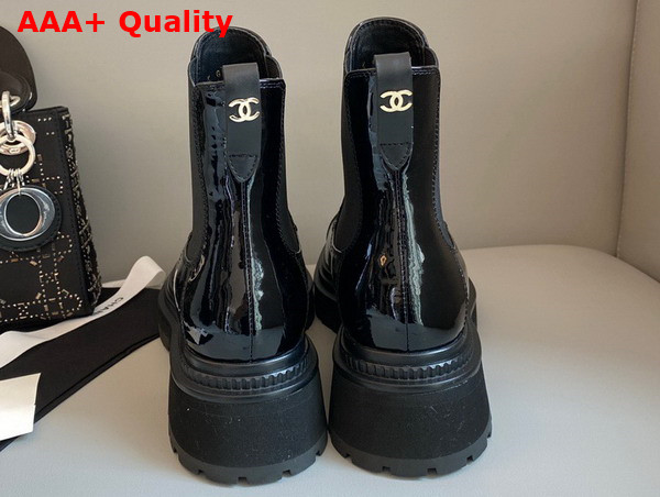 Chanel Ankle Boots Patent Calfskin Black Ref G39208 Replica