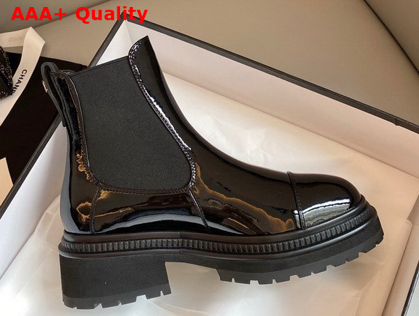 Chanel Ankle Boots Patent Calfskin Black Ref G39208 Replica