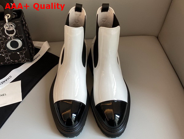 Chanel Ankle Boots Patent Calfskin White Ref G39208 Replica