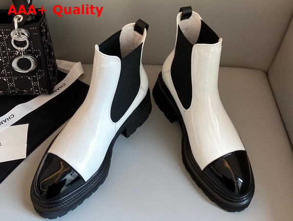 Chanel Ankle Boots Patent Calfskin White Ref G39208 Replica