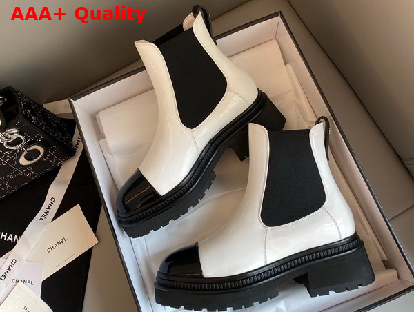 Chanel Ankle Boots Patent Calfskin White Ref G39208 Replica