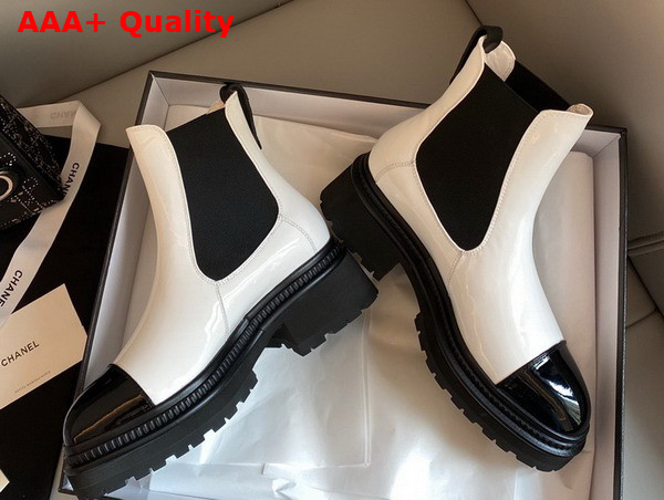 Chanel Ankle Boots Patent Calfskin White Ref G39208 Replica