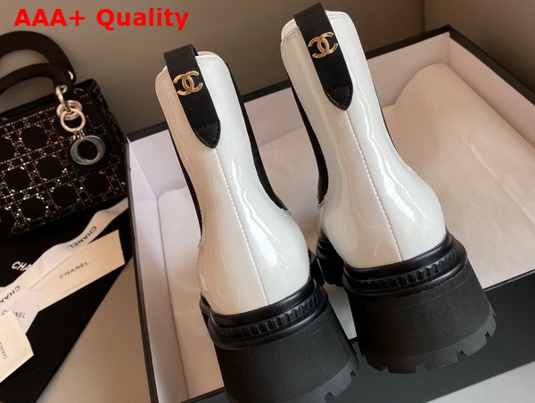 Chanel Ankle Boots Patent Calfskin White Ref G39208 Replica