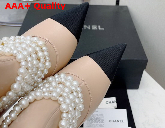 Chanel Ankle Boots Stretch Calfskin Grograin Pearls Beige Ref G37542 Replica