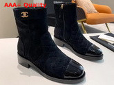 Chanel Ankle Boots Suede Calfskin and Patent Calfskin Black G36763 Replica