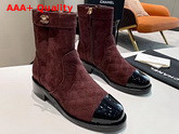 Chanel Ankle Boots Suede Calfskin and Patent Calfskin Brown and Black G36763 Replica