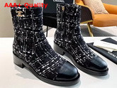 Chanel Ankle Boots Tweed and Calfskin Black and White G36763 Replica