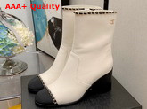 Chanel Ankle Boots White Lambskin Grosgrain Ref G37822 Replica