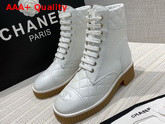 Chanel Ankle Boots White Lambskin and Quilted Lambskin Replica