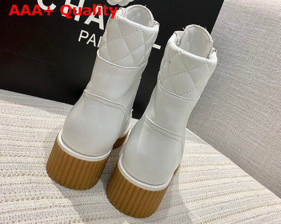 Chanel Ankle Boots White Lambskin and Quilted Lambskin Replica