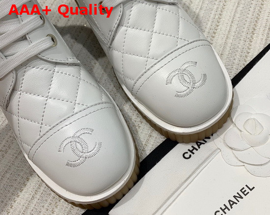 Chanel Ankle Boots White Lambskin and Quilted Lambskin Replica