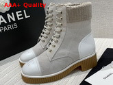 Chanel Ankle Boots White Suede Calfskin and Lambskin Replica