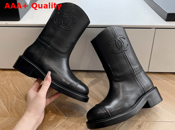 Chanel Ankle Boots in Black Calfskin Replica