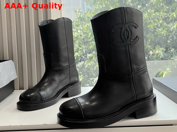 Chanel Ankle Boots in Black Calfskin Replica