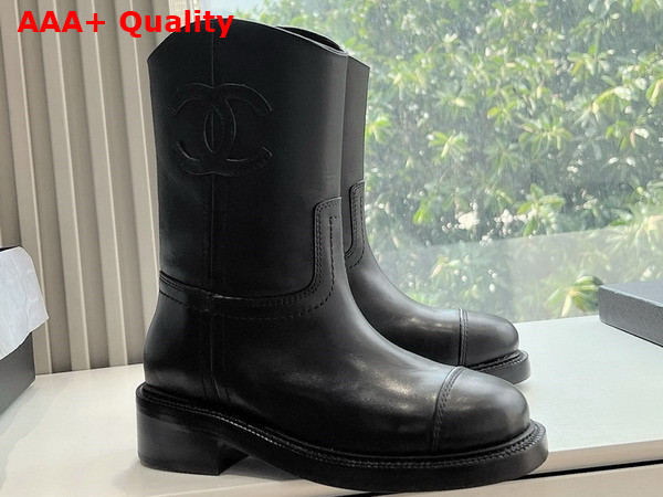 Chanel Ankle Boots in Black Calfskin Replica