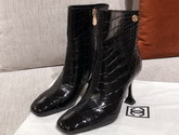 Chanel Ankle Boots in Black Crocodile Embossed Calfskin Replica