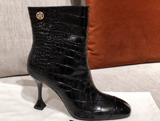 Chanel Ankle Boots in Black Crocodile Embossed Calfskin Replica