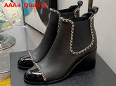 Chanel Ankle Boots in Black Lambskin with Chain Trims Replica