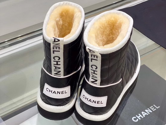 Chanel Ankle Boots in Black Shearling Lambskin