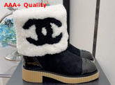 Chanel Ankle Boots in Black Suede and White Shearling Replica